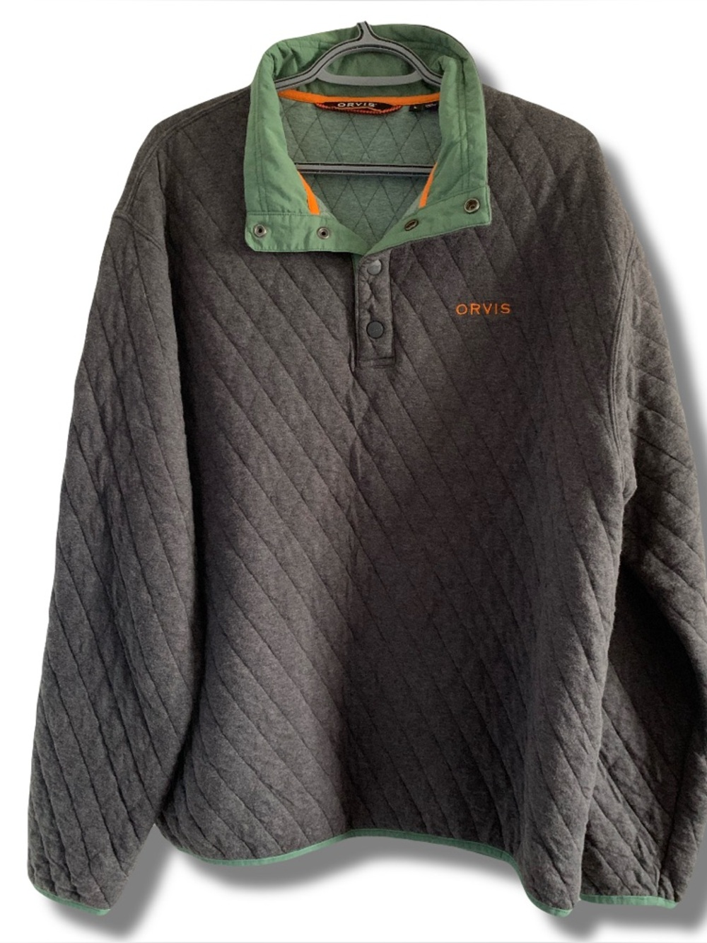 Orvis Outdoor Quilted Snap Sweatshirt Size Large